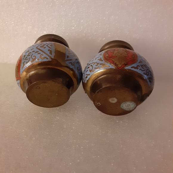 Brass and Enamel Salt and Pepper Set - Picture 3 of 4